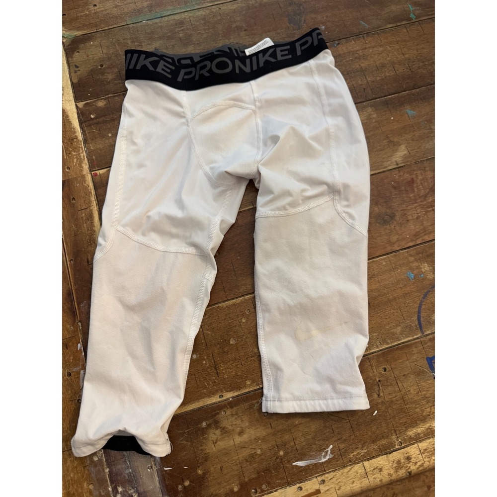 Nike Pro Dri-FIT Boys White Compression Tights 3/4 Length Leggings Size Small